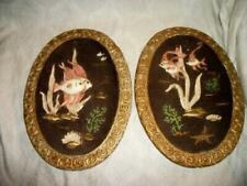 1960s PLASTER WALL BATH PLAQUES SEA LIFE CORAL REEF HP UNIVERSAL STATUARY RETRO picture
