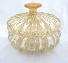 Large Mid Century Seguso Murano Italy Gold Flecks Art Glass Candy Box with Lid picture