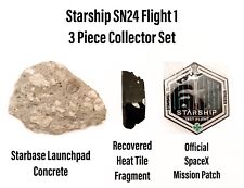 SpaceX Starship SN24 S24 Heat Shield Tile w/Launchpad & Official Patch - 3pc Set picture