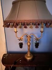 Raymond Waites Gilt Purple Glass Grape   Lamp Has Two Small Tears Inside Shade picture
