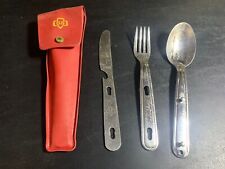 Girl Scouts Vintag Red CUTLERY KIT Camping Utensil Fork Spoon Knife Engraved picture