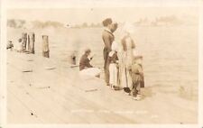 Holland Michigan~Family in Dutch Costume~Lake Pier~Normal Guys Watch~1920s RPPC picture