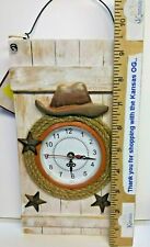 NEW RED SHED Western Cowboy Hat Quartz WALL Clock 9.5” Tall STAR ROPE picture