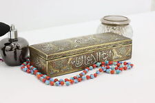 Syrian Mamluk Revival Antique Brass Copper & Silver Box #47834 picture