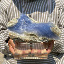 1039g Large Blue Chalcedony Quartz Banded Crystal Geodes Rough Specimen Türkiye picture
