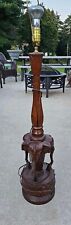 Hand Carved Teak Wood Vintage Elephant Table Lamp Exclusive picture