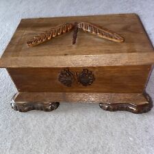 vintage handmade wooden keepsake or trinket box - Dragonfly picture