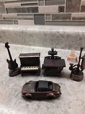 Lot of 5 Diecast Pencil Sharpeners Cookstove Piano Guitar Lamp Car Vintage picture