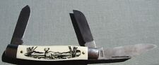 Vintage US Colonial Ranger Scrimshaw Series Folding Pocket Knife NOS Made In USA picture