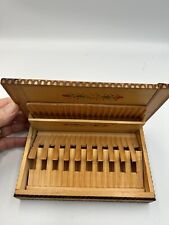Vintage Handmade Wood Cigarette Box Carved Inlaid Tiered With 4 Trays picture