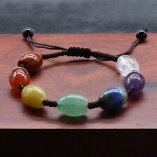 7 Chakra Natural Stone Yoga Bracelet Reiki Healing Crystal Gemstone Braided Rope picture