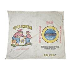 Vintage Goldrim Flour Cloth Sack 100lb Cotton Bag Fabric Collectible picture