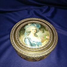 Antique Marie Antoinett bronze powder box with original mirror and powder dish picture