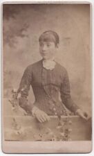 ANTIQUE CDV C. 1870s P.E. CHILLMANXLO TEENAGE GIRL IN STRIPED DRESS PHILA. PA. picture