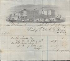 NEW YORK ~ ROWE LINSEED OIL WORKS ~ SUPERB ENGRAVED ILLUSTRATED BILLHEAD 1857 picture