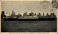 Dollar Steamship Lines S.S. President Johnson 1931 Ship Cancel Vintage Postcard picture