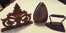 Vintage Antique Cast Lovely Coal Ironing Clothes Collectible With Metal Handle picture