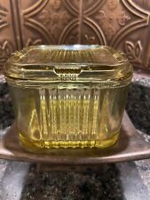 Vintage Federal Yellow Ribbed Refrigerator Storage Glass w Lid MCM picture