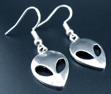 Alien Earrings Sterling Silver Ear Wires Greys Area 51 Charms Roswell UFO New picture