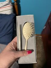 Vintage Baby Ornate Hair Brush & Comb Set Silver Plated Vanity Set picture