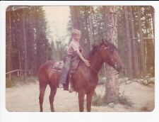 Vintage 3.5x5 Photo Of Young Boy Riding Horse c1975 picture