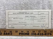 1972 Veterans Administration Receipt Returned Treasury Check Vintage picture