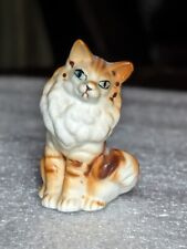 Vintage Long Haired Fluffy Ginger Kitty Cat Porcelain Figurine 2.25
