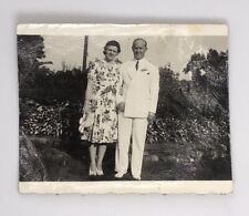Antique Photo Snapshot Couple Spring Easter Dress White Suit Vtg Late 1800’s picture