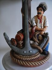 Apsit Brothers of California table lamp 1987, sailor nautical handpainted signed picture