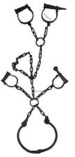 vintage Old Antique Iron Handcrafted Rare Neck , Leg & Hand Handcuffs picture