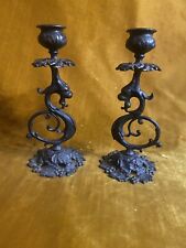 Antique Bronze Gargoyles Pairs Of Candleholders Renaissance Style Victorian 7”  picture
