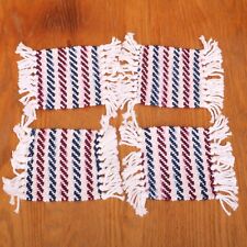 4 Red White Maroon Cloth Coasters With Tassels picture