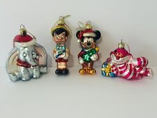Rare Disney Vtg Mercury Glass Ornament Set Of 4 Cheshire Cat, Pinocchio, Dumbo picture