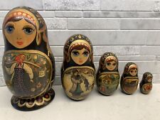 Authentic Russian Nesting Dolls Vintage Hand Painted Full Set Amazing Condition  picture