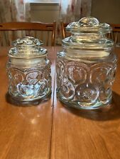 Vintage LE Smith Moon And Star Clear Glass Canister Set Of 2 picture