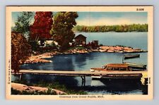 Grand Rapids MI- Michigan, Scenic Boat Dock Area Greetings, Vintage Postcard picture