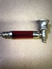 Very Collectable Glass Head vintage Unused Red tobacco pipe..4 1/2  Free Screen picture