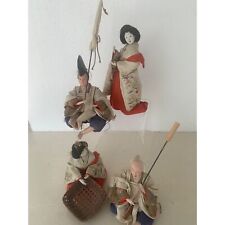 Antique Japanese 4 Hina Dolls lovely faces bright clothes picture