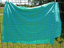 VTG 60's/70's Slubbed/Textured Knit Polyester Fabric Green/Blue Plaid 1.25 Yard picture