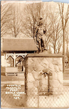 RPPC Indian Fountain, McCamley Park, Battle Creek, Michigan - Photo Postcard picture