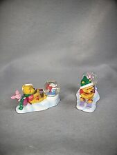 Vintage Disney Winnie The Pooh Piglet Figurines with Snowglobe Lot of 2 Winter picture