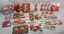 Large Lot Vintage Christmas Gummed Flocked Stickers Seals Tags 1940s-60's picture