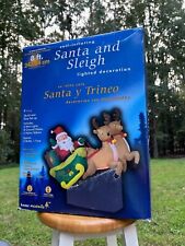 2005 Gemmy 8ft Santa Reindeer Floating Sleigh Christmas Inflatable Airblown NEW picture