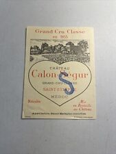 Vintage Wine Bottle Label -- Chateau Calon-Segur Grand Cru Classe Medoc picture