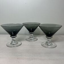 Set of 3 MCM Smoke Gray Vintage Martini Glasses. Short 4