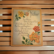 Mother's Plaque Poem by May Son Giovonni, Vintage Mother's Plaque Wall Hanging picture