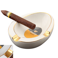 Ceramic 3 Slot Cigar Ashtray Oval Outdoor Ash Holder White with Gift Box Cohiba picture