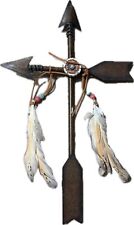 Metal Arrow Cross Tribal Native Wall Sign Hang Feathers 18” x 11” picture