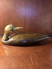 Vintage Enesco 1984 Wood And Brass Decorative Duck 12.5” picture