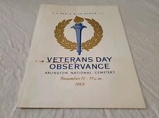 Rare 1963 Arlington National Cemetery Veterans Day Program John F Kennedy JFK picture